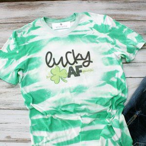 New Hand Bleached Unisex Tee Medium - Lucky AF - RTS